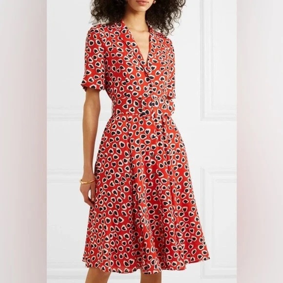 NWT J. Crew Rudbeckia red heart print midi dress sz 6 - Picture 4 of 12